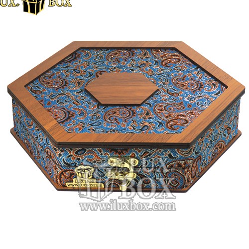 جعبه آجیل خشکبار پذیرایی ترمه چوبی لوکس باکس کد LB013