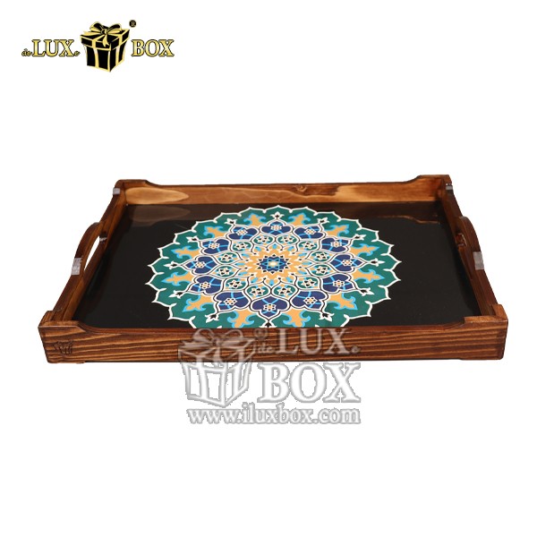 سینی چوبی سنتی پذیرایی طرح شمسه لوکس باکس کد LBL552