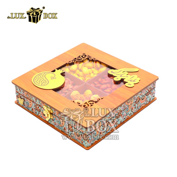 جعبه پذیرایی آجیل و خشکبار چوبی طرح یلدا لوکس باکس کد YALDA01