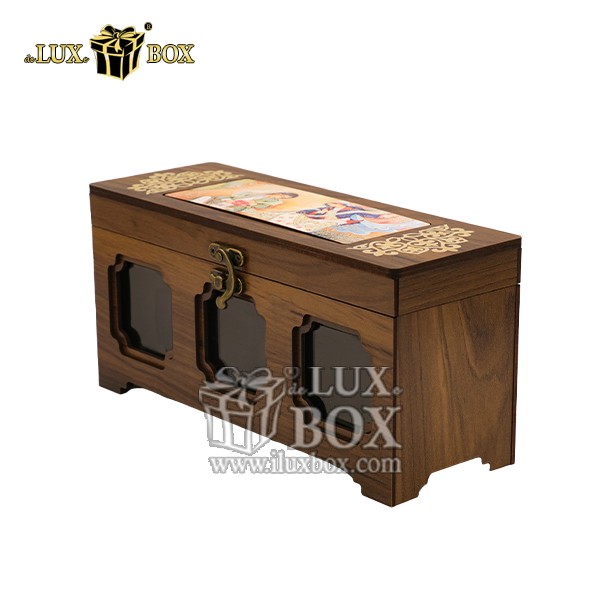 جعبه دمنوش چوبی پذیرایی طرح سنتی لوکس باکس کد LB116-H